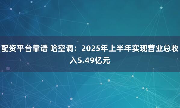 配资平台靠谱 哈空调：2025年上半年实现营业总收入5.49亿元